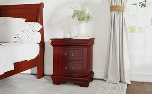 Traditional Wooden Nightstand 2-Drawer Cherry Finish Bedside Table with Antique Metal Handles for Bedroom Storage Acme Furniture