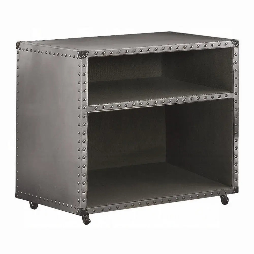 Brancaster Aluminum Nightstand with USB Dock - Vintage Industrial Bedroom Side Table with Storage Acme Furniture