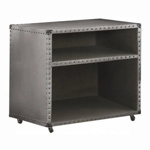 Brancaster Aluminum Nightstand with USB Dock - Vintage Industrial Bedroom Side Table with Storage Acme Furniture