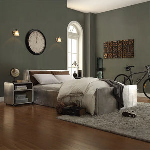 Brancaster Aluminum Nightstand with USB Dock - Vintage Industrial Bedroom Side Table with Storage Acme Furniture