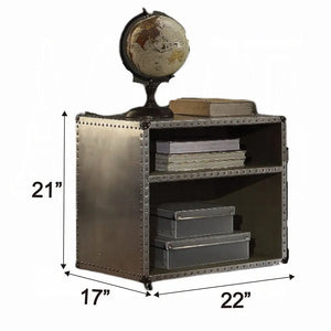 Brancaster Aluminum Nightstand with USB Dock - Vintage Industrial Bedroom Side Table with Storage Acme Furniture