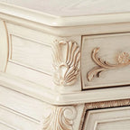 Antique White French Rococo Nightstand with Ornate Carvings and 3 Drawers Acme Furniture