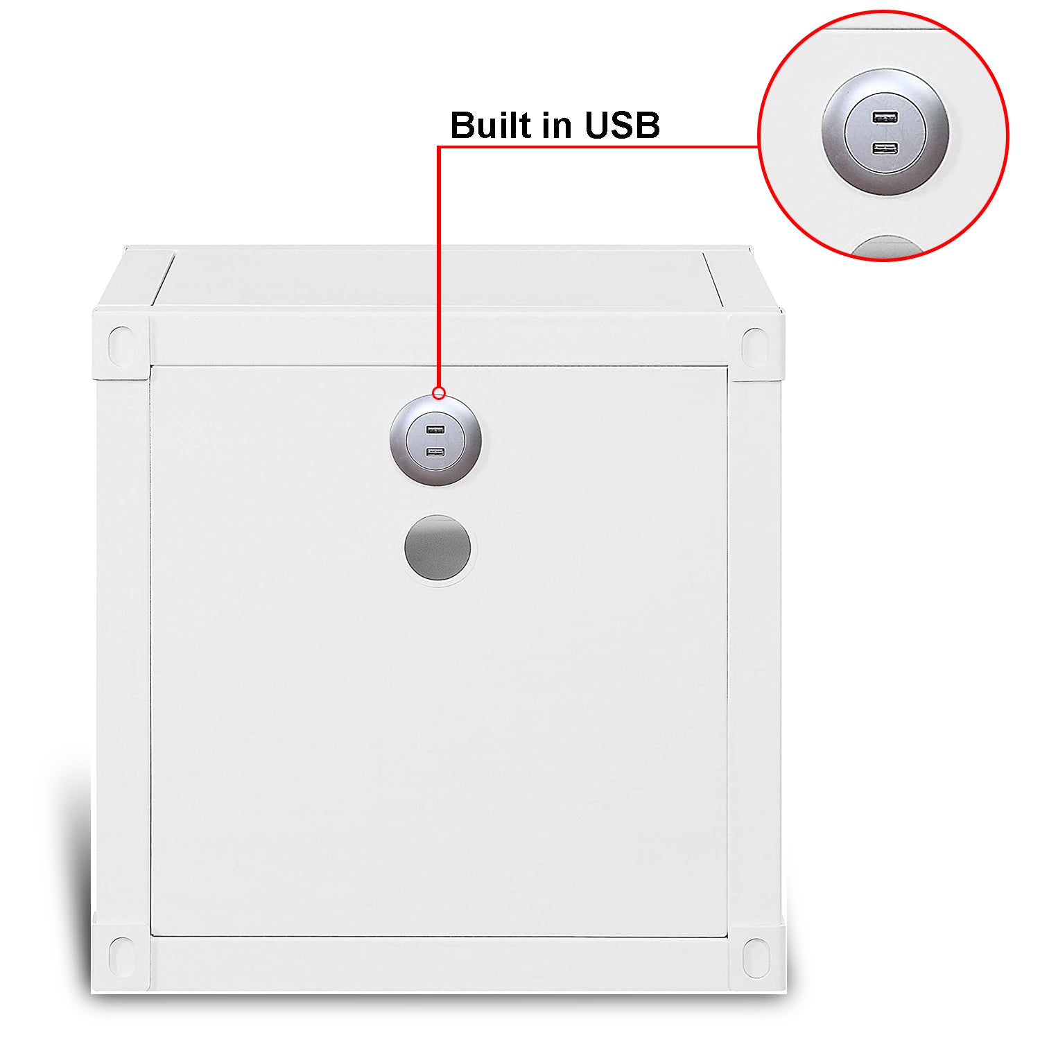Nightstand USB With Open Display Shelf Cargo Style End Table