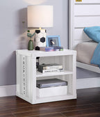 Nightstand USB With Open Display Shelf Cargo Style End Table