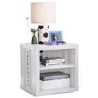 Nightstand USB With Open Display Shelf Cargo Style End Table