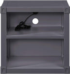 Nightstand USB With Open Display Shelf Cargo Style End Table