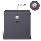 Nightstand USB With Open Display Shelf Cargo Style End Table