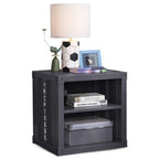 Nightstand USB With Open Display Shelf Cargo Style End Table
