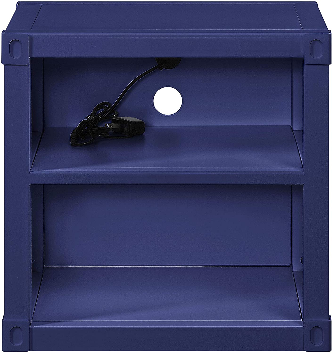 Nightstand USB With Open Display Shelf Cargo Style End Table