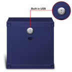 Nightstand USB With Open Display Shelf Cargo Style End Table