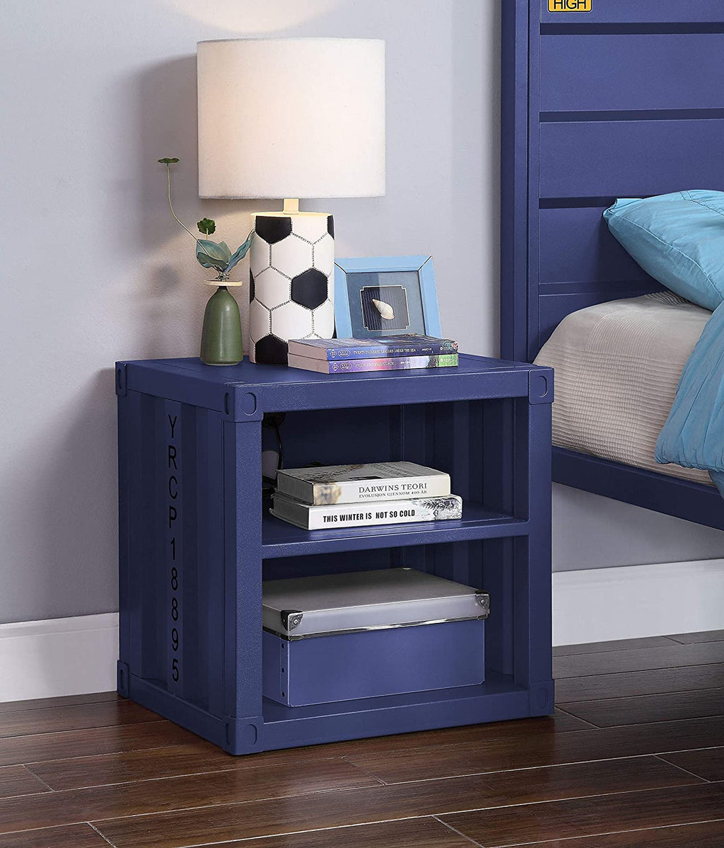 Nightstand USB With Open Display Shelf Cargo Style End Table