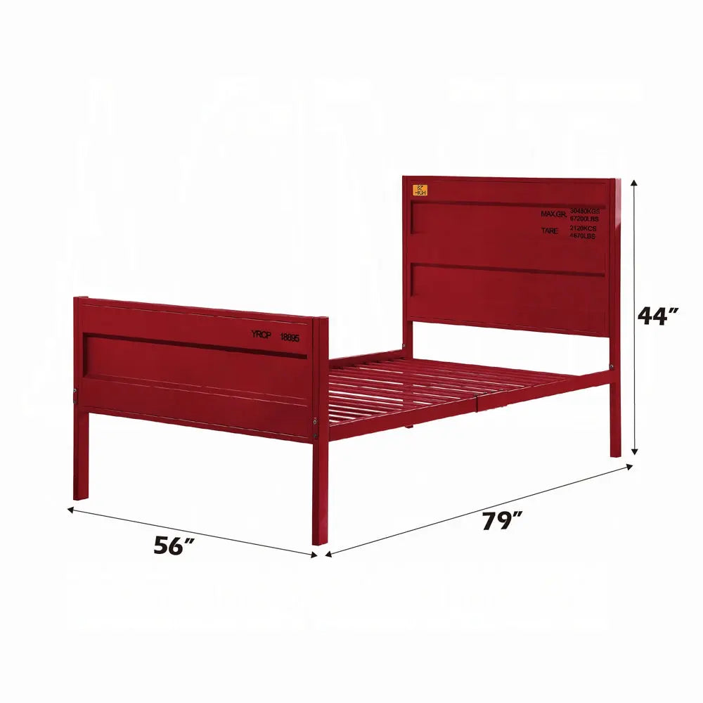 Cargo Youth Metal Full Size Bed Frame with Container Style, Panel Headboard Acme Furniture