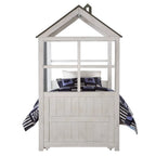 Tree House Wooden Frame Twin Bed in Weathered White and Washed Gray - Playful Design with Trundle Acme Furniture