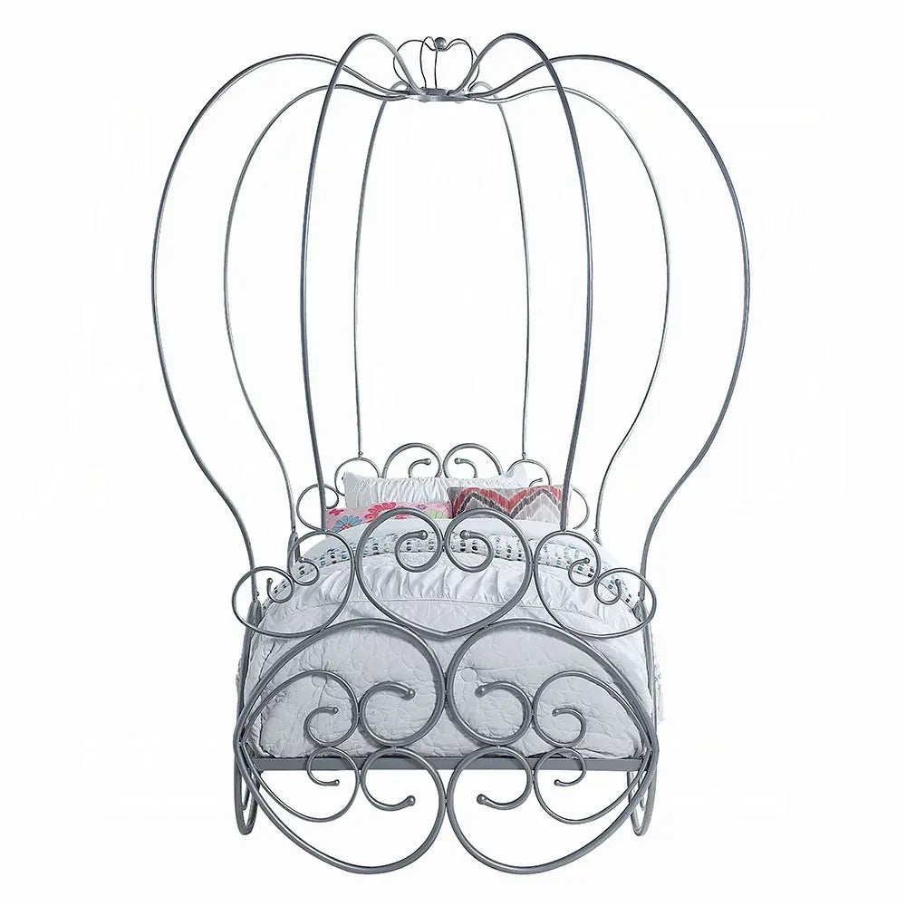 Priya Twin Bed with Canopy in Silver - Pumpkin Carriage Design for Kids Acme Furniture