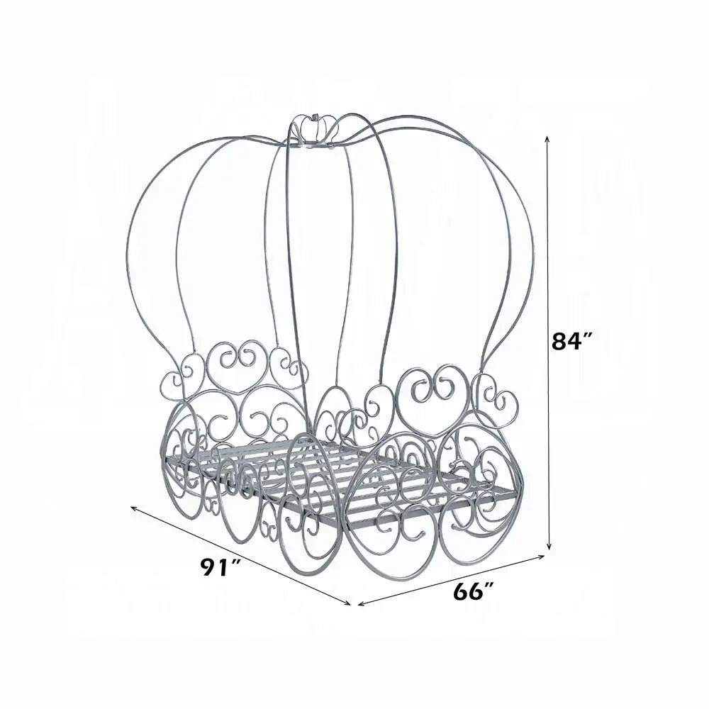 Priya Twin Bed with Canopy in Silver - Pumpkin Carriage Design for Kids Acme Furniture