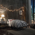 Priya Twin Bed with Canopy in Silver - Pumpkin Carriage Design for Kids Acme Furniture