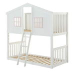 Rohan Cottage Twin Over Twin Bunk Bed in White & Pink - Cozy House Design for Kids Acme Furniture