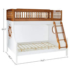 Farah Wooden Twin Over Full Bunk Bed in Oak and White - Nautical Design for Kids Acme Furniture