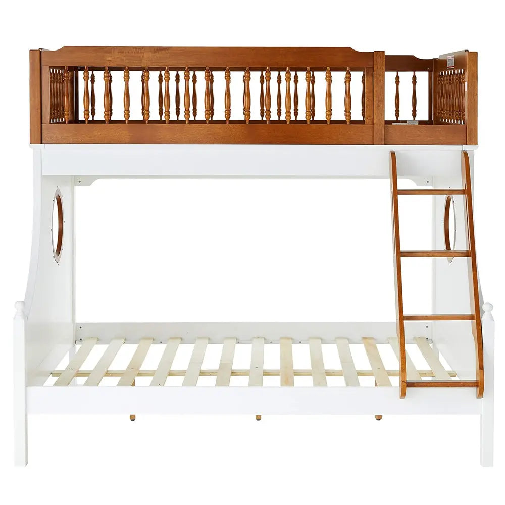 Farah Wooden Twin Over Full Bunk Bed in Oak and White - Nautical Design for Kids Acme Furniture