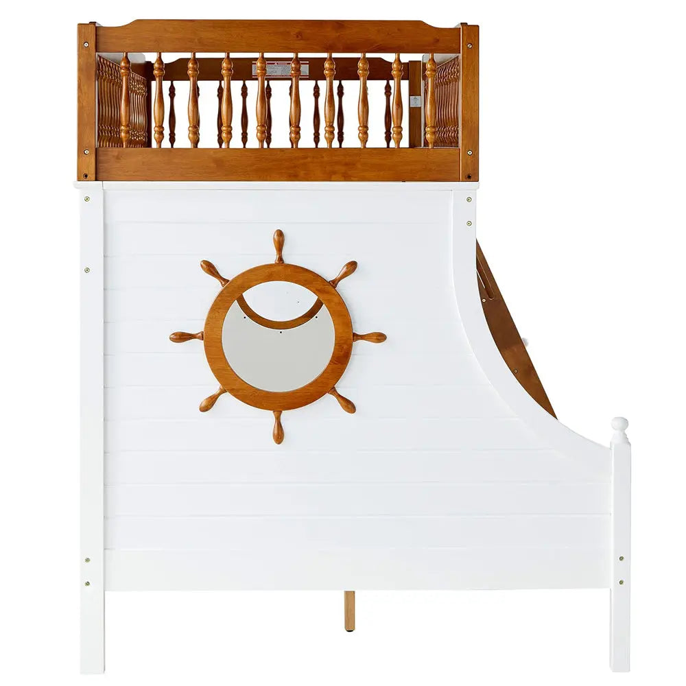 Farah Wooden Twin Over Full Bunk Bed in Oak and White - Nautical Design for Kids Acme Furniture
