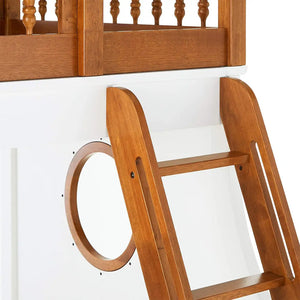 Farah Wooden Twin Over Full Bunk Bed in Oak and White - Nautical Design for Kids Acme Furniture