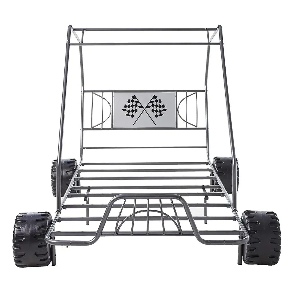 Xander Go Kart Twin Bed in Gunmetal- Metal Tube Steel Frame with Slat System for Kids Acme Furniture