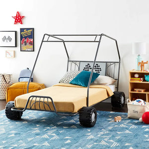Xander Go Kart Twin Bed in Gunmetal- Metal Tube Steel Frame with Slat System for Kids Acme Furniture