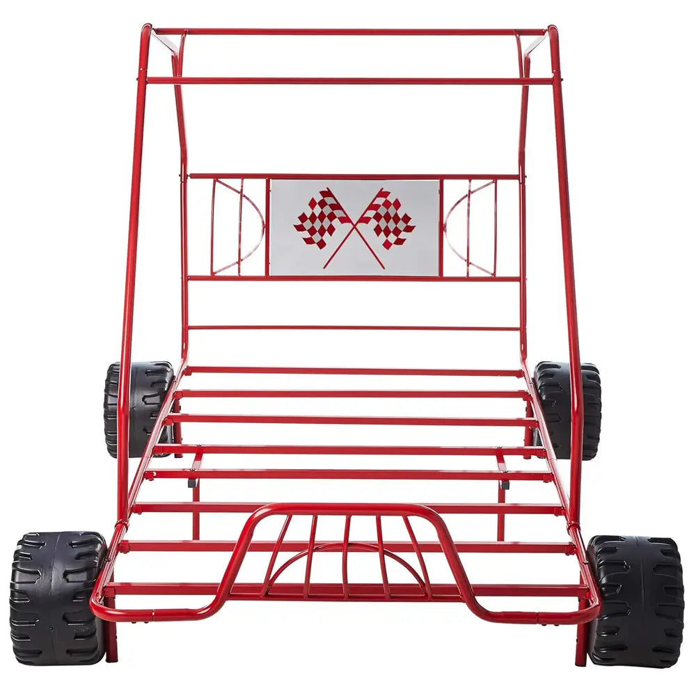 Xander Go Kart Twin Bed in Red - Metal Tube Steel Frame with Slat System for Kids Acme Furniture
