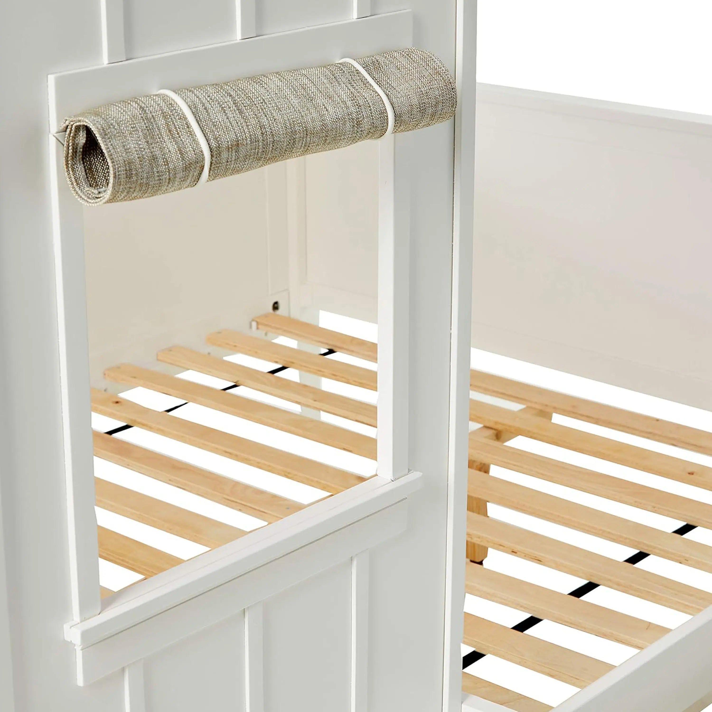 Kid's Full-Size Spring Cottage House Bed with Slat System - White & Pink, No Box Spring Required Acme Furniture