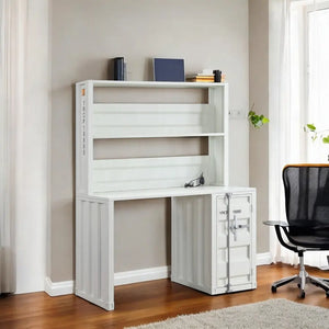 Cargo Metal Frame Writing Computer Desk and Hutch with Storage Base Shopmurai