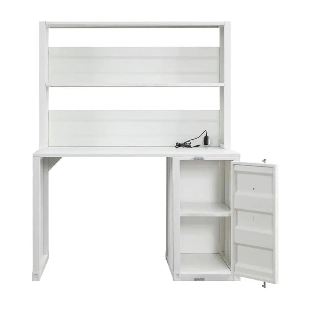 Cargo Metal Frame Writing Computer Desk and Hutch with Storage Base Shopmurai