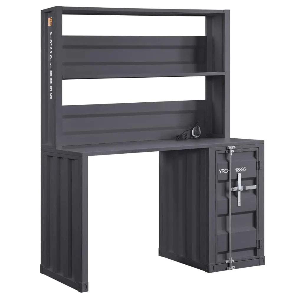 Cargo Metal Frame Writing Computer Desk and Hutch with Storage Base Shopmurai