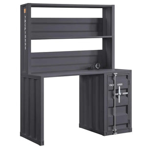 Cargo Metal Frame Writing Computer Desk and Hutch with Storage Base Shopmurai