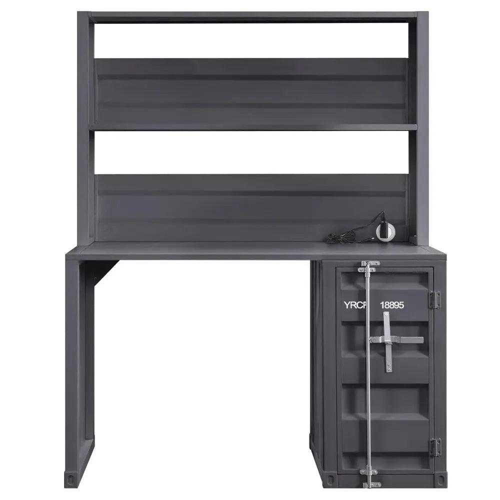 Cargo Metal Frame Writing Computer Desk and Hutch with Storage Base Shopmurai