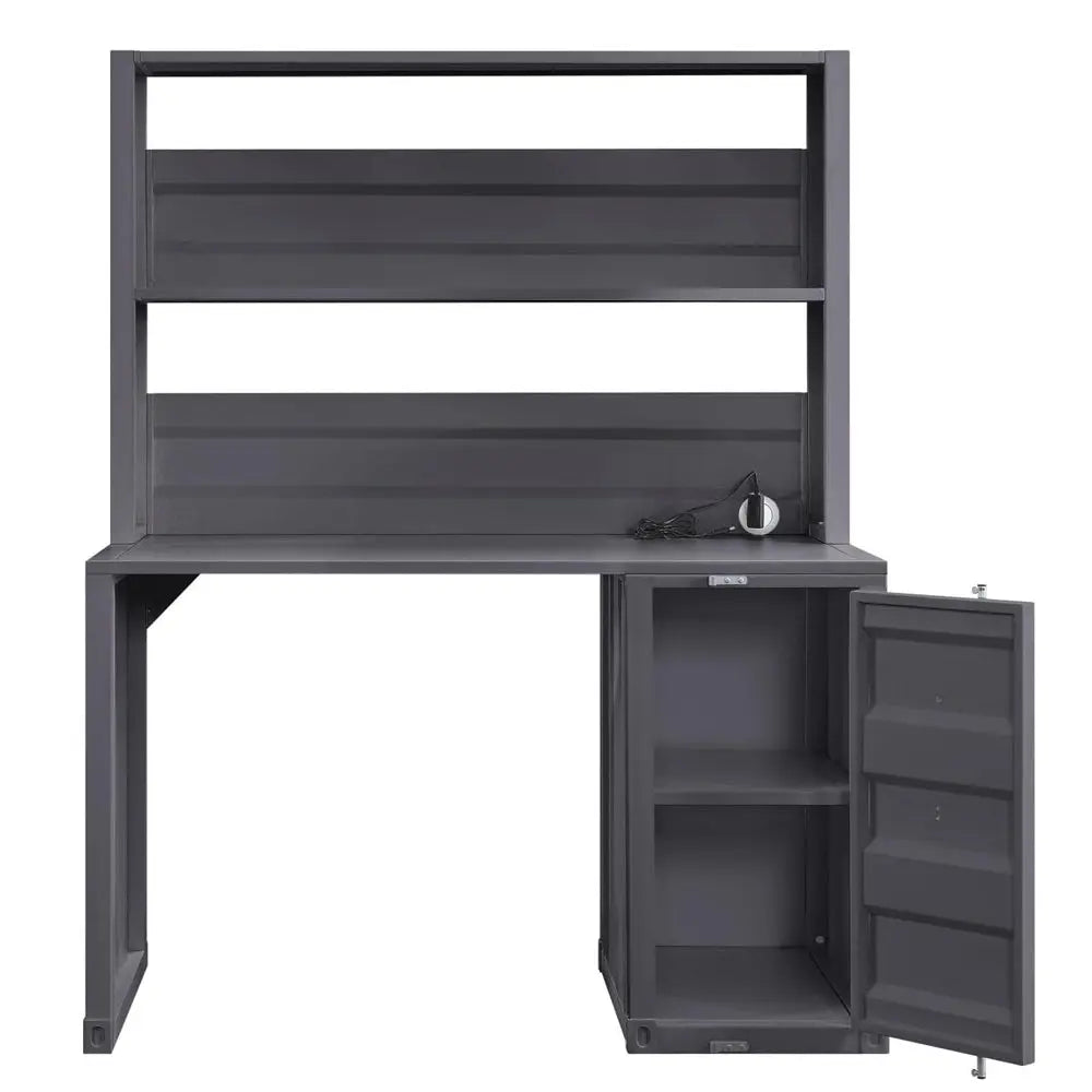 Cargo Metal Frame Writing Computer Desk and Hutch with Storage Base Shopmurai