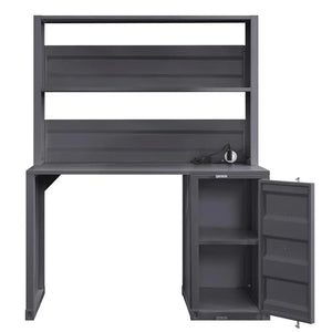 Cargo Metal Frame Writing Computer Desk and Hutch with Storage Base Shopmurai