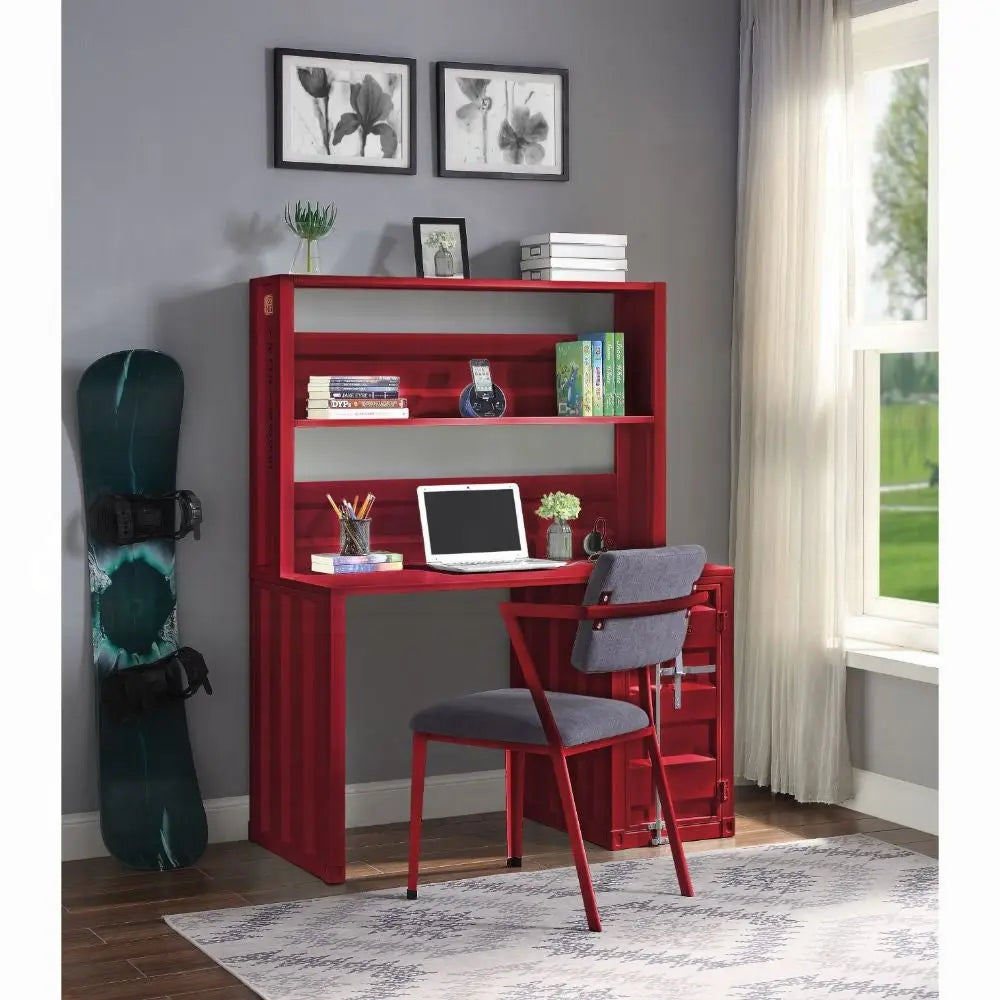 Cargo Metal Frame Writing Computer Desk and Hutch with Storage Base Shopmurai