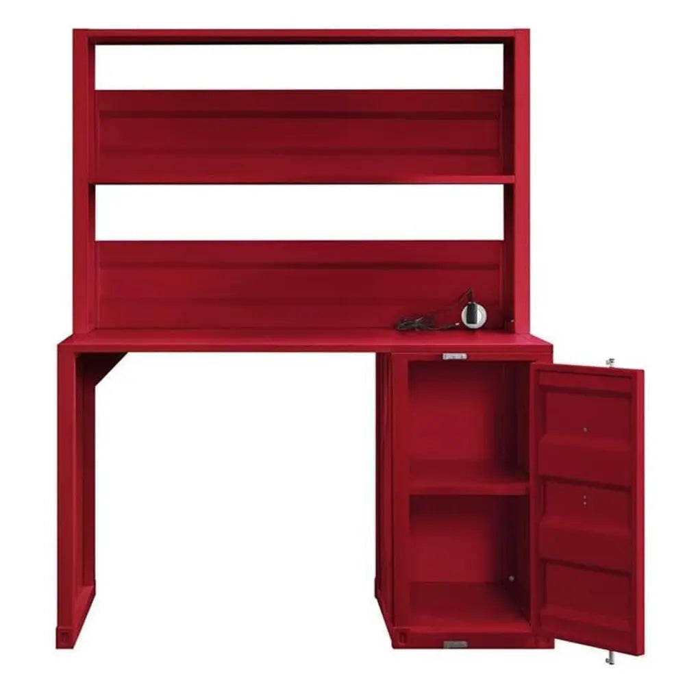 Cargo Metal Frame Writing Computer Desk and Hutch with Storage Base Shopmurai