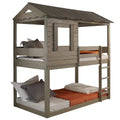 Darlene Farmhouse Wood Twin Over Twin Bunk Bed in Rustic Gray Acme Furniture