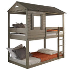 Darlene Farmhouse Wood Twin Over Twin Bunk Bed in Rustic Gray Acme Furniture