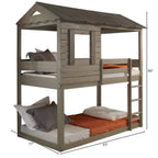 Darlene Farmhouse Wood Twin Over Twin Bunk Bed in Rustic Gray Acme Furniture