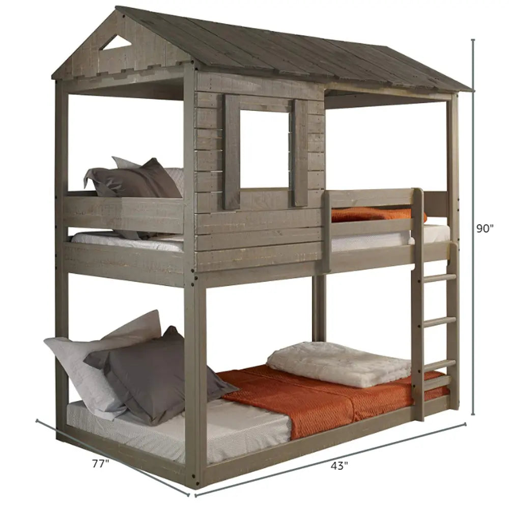 Darlene Farmhouse Wood Twin Over Twin Bunk Bed in Rustic Gray Acme Furniture