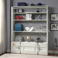 Industrial Cargo Bookshelf with Removable Ladder & TV Stand Base – White Container Style Storage Acme Furniture
