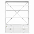 Industrial Cargo Bookshelf with Removable Ladder & TV Stand Base – White Container Style Storage Acme Furniture