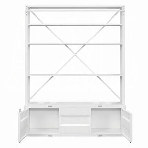 Industrial Cargo Bookshelf with Removable Ladder & TV Stand Base – White Container Style Storage Acme Furniture