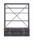 Industrial Cargo Bookshelf with Removable Ladder & TV Stand Base – Gunmetal Container Style Storage Acme Furniture