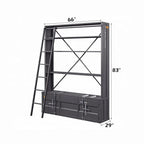 Industrial Cargo Bookshelf with Removable Ladder & TV Stand Base – Gunmetal Container Style Storage Acme Furniture