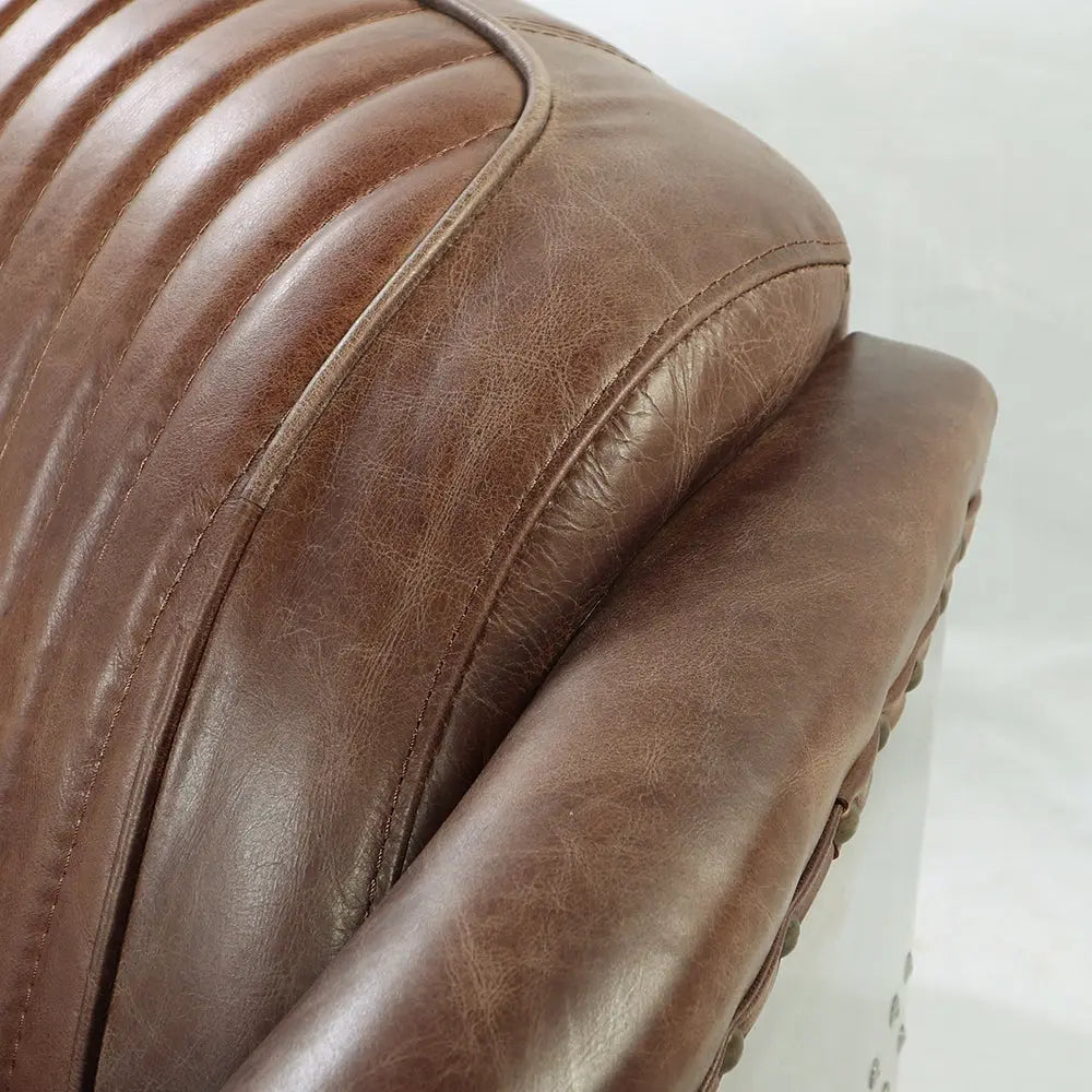 Brancaster Retro Brown Leather Aviator Loveseat - Modern Vintage 2-Seater Sofa for Living Room Acme Furniture