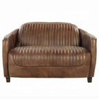 Brancaster Retro Brown Leather Aviator Loveseat - Modern Vintage 2-Seater Sofa for Living Room Acme Furniture