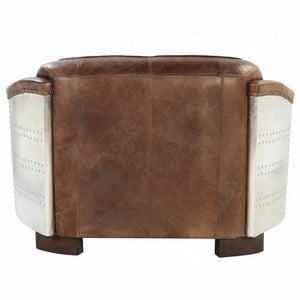 Brancaster Retro Brown Leather Aviator Loveseat - Modern Vintage 2-Seater Sofa for Living Room Acme Furniture